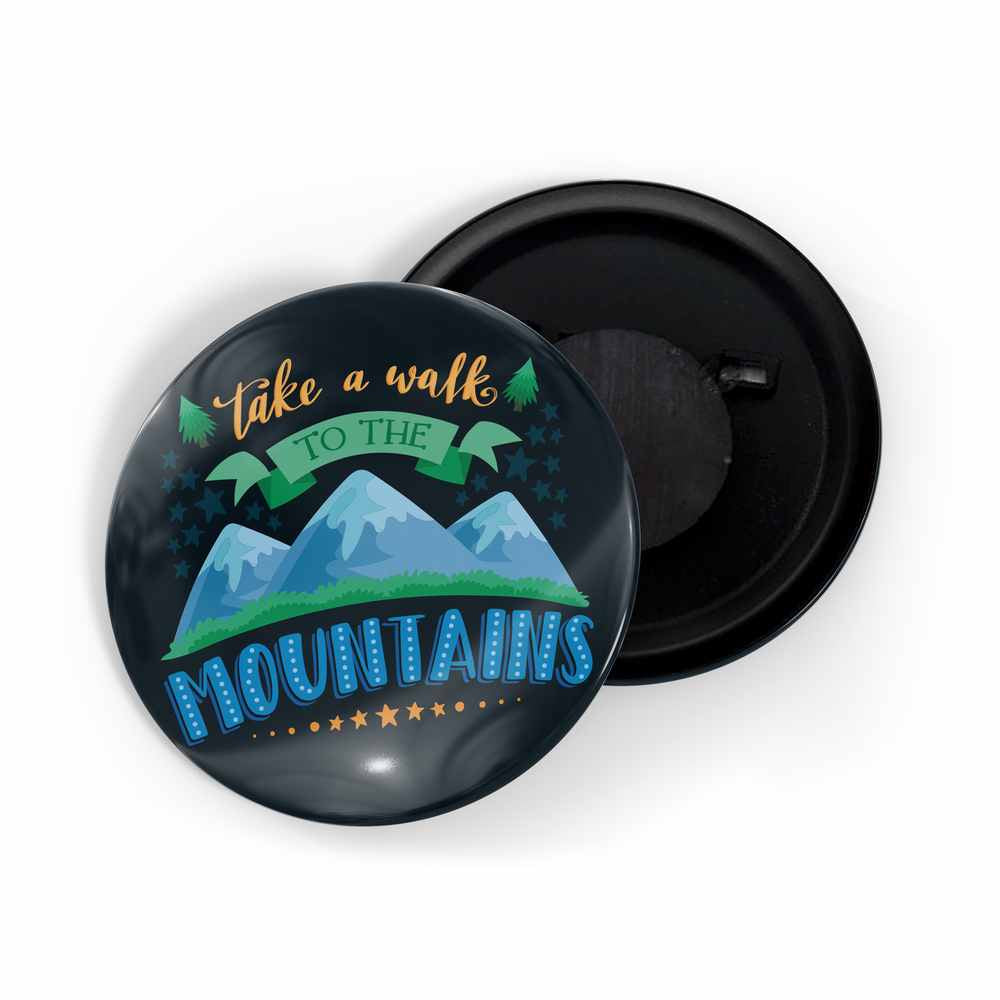 dhcrafts Fridge Magnet Black Take A Walk To The Mountains Adventure Glossy Finish Design Pack of 1 (58mm)